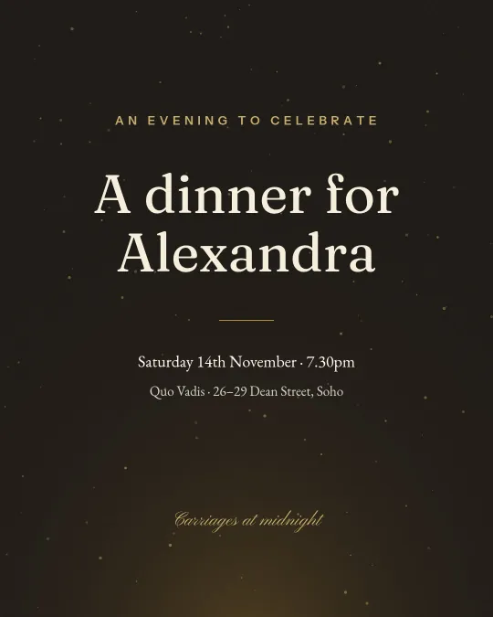 The Gilded Hour — a real black-tie dinner invitation designed in Merrifold